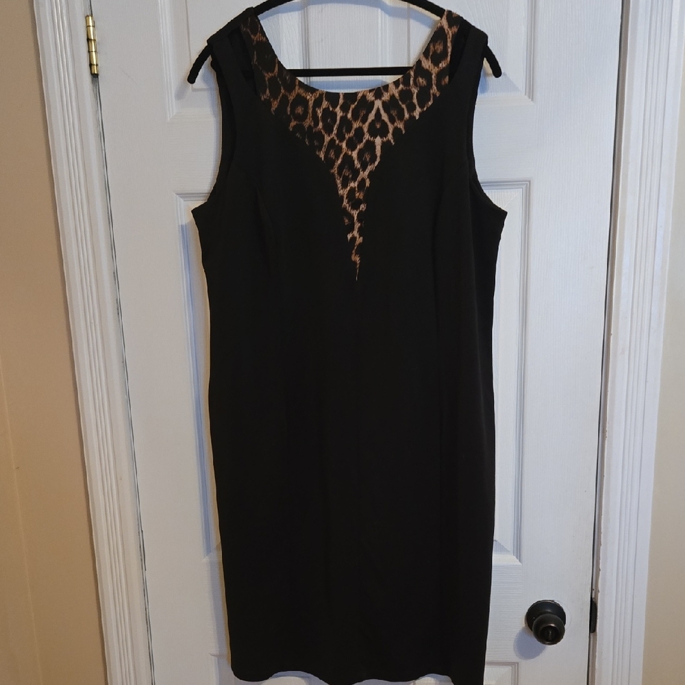 Michaels Black Dress with Leopard Detail